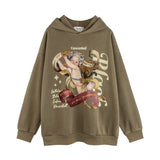 Men Hoodie Printed Hoodie Men's Autumn and Winter Loose Long Sleeve Washed Distressed Hooded
