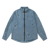 Men Denim Jacket Men's Spring and Autumn Loose Casual Long Sleeves Shirt Jacket
