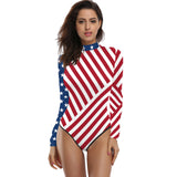 National Flag Day T Shirts Independence Day Swimsuit Summer Long Sleeve One-Piece Swimsuit