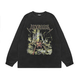 Men Long Sleeve Shirt Printed Leisure Washed-out Bottoming Long Sleeve T-shirt Men and Women
