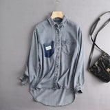 Women T-shirt Denim Shirt Women's Spring and Summer Loose Casual