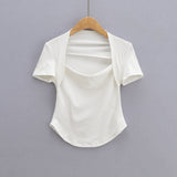 Women's T-Shirt Short T-shirt Women's Summer Slim-Fit Design Short-Sleeved Top