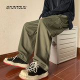 Men Sweatpants Straight Casual Pants Men Spring and Autumn Loose Wide-Leg Overalls