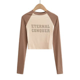 Women T-Shirt Stitching Sports Women's Short Autumn Winter T-shirt