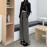 Palazzo Pants Black and White Vertical Stripes Casual Pants Autumn and Winter Korean Style Loose Drooping