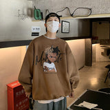 Men Hoodie Hiphop Sweater Men's High Street round Neck Long Sleeve T-shirt Spring and Autumn Loose