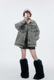 Unisex Jacket Autumn White Button Denim Coat