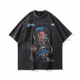 Men T Shirt Retro Portrait Printing Short Sleeve T-shirt Loose