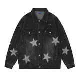 Men Denim Jacket Patterned Denim Jacket Washed and Worn Denim Jacket Men