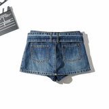 Women Skirt Short High Waist A- line Denim Skirt