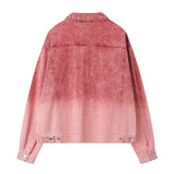 Men Denim Jacket Washed Tie-Dye Gradient Denim Jacket Men Workwear Denim Jacket Autumn