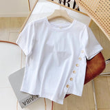 Women T-Shirt Women's Clothing Black Short-Sleeved T-shirt Women's Summer Loose round Neck