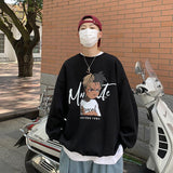 Men Hoodie Hiphop Sweater Men's High Street round Neck Long Sleeve T-shirt Spring and Autumn Loose