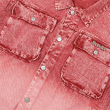 Men Denim Jacket Washed Tie-Dye Gradient Denim Jacket Men Workwear Denim Jacket Autumn