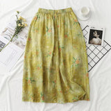 Women Skirt Summer Art Retro Skirt Printed Midi Skirt Loose