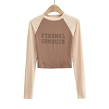 Women T-Shirt Stitching Sports Women's Short Autumn Winter T-shirt