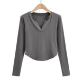Women T-shirt V-neck Long Sleeve Top Short-Sleeved T-shirt