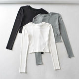 Women T-shirt Autumn Crew Neck Long Sleeve T-shirt Top