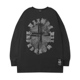 Men Long Sleeve Shirt Loose Long Sleeve T-shirt All-Matching Printed Casual