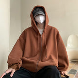 Men Hoodie Cardigan Sweater Men's Spring and Autumn Loose Zip Hooded Jacket