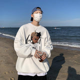 Men Hoodie Hiphop Sweater Men's High Street round Neck Long Sleeve T-shirt Spring and Autumn Loose