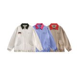 Unisex Jacket Autumn New Color Matching Collar Casual Coat Women's Clothing