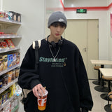 Men Hoodie round Neck Sweater Men's Long Sleeve Autumn and Winter Loose Coat