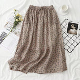 Women Skirt Summer Art Retro Skirt Printed Midi Skirt Loose