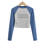 Women T-Shirt Stitching Sports Women's Short Autumn Winter T-shirt