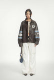 Unisex Jacket Fall Vintage Embroidery Leather Coat
