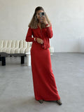 Women Sweater Dress Knitted Skirt Suit Female Autumn and Winter Sweater Skirt Dress