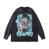 Men Long Sleeve Shirt Printed Distressed Bottoming Long Sleeve T-shirt Men and Women Couple's Tops