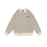 Unisex Hoodie Preppy Style Striped Loose round Neck Sweatshirt Men's Coat