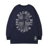 Men Long Sleeve Shirt Loose Long Sleeve T-shirt All-Matching Printed Casual
