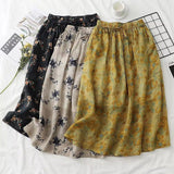 Women Skirt Summer Art Retro Skirt Printed Midi Skirt Loose