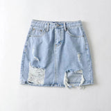 Women Skirt Women's Ripped Denim Skirt Hip Skirt