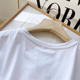 Women T-Shirt Women's Clothing Black Short-Sleeved T-shirt Women's Summer Loose round Neck