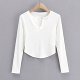 Women T-shirt V-neck Long Sleeve Top Short-Sleeved T-shirt