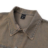 Men Denim Jacket Men's Spring and Autumn Hiphop Retro Washed Distressed Dirty Jacket