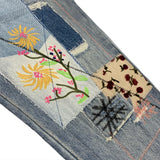 Kapital Jeans Pingtian Hehong Stitching Smiley Patch Ripped Embroidered Fashion Brand Denim Trousers