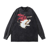 Men Long Sleeve Shirt Washed Long Sleeve T-shirt Male and Female Trendy Brand Distressed Bottoming Shirt