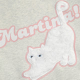 Men Hoodie Flocking Embroidered Kitten round Neck Sweater
