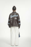Unisex Jacket Fall Vintage Embroidery Leather Coat
