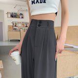 Palazzo Pants Gray Wide-Leg Pants for Women Loose Suit Pants