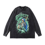 Men Long Sleeve Shirt Printed Distressed Bottoming Long Sleeve T-shirt Men and Women Couple's Tops