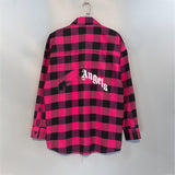 Palm Angle Hoodie Palm Angels Logo Plaid Long Sleeve Shirt for Men and Women