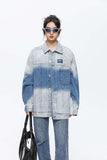 Unisex Jacket Autumn Gradient Color Block Denim Jacket Women's Clothing
