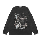 Men Long Sleeve Shirt Street Dance Leisure Washed-out Bottoming Long Sleeve T-shirt Men and Women Ins