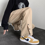Men Sweatpants Breasted Split Pants Men's Summer Straight-Leg Pants Casual Pants