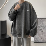 Men Hoodie Sweater Men's round Neck Autumn Hong Kong Style Clothes Baggy Coat